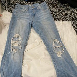 Forever 21 light wash, flared, distressed ripped jeans, size 8, NEVER WORN